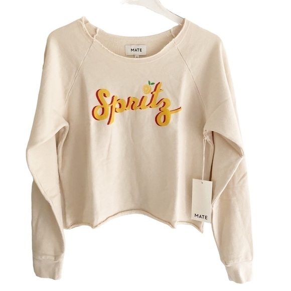 MATE The Label Spritz Graphic Terry Raglan Donny Pullover Sweatshirt Bone Small - Picture 6 of 8